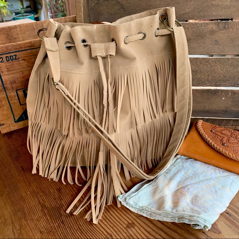 ✨BOHO FRINGE DRAWSTRING CROSSBODY SHOULDER BAG